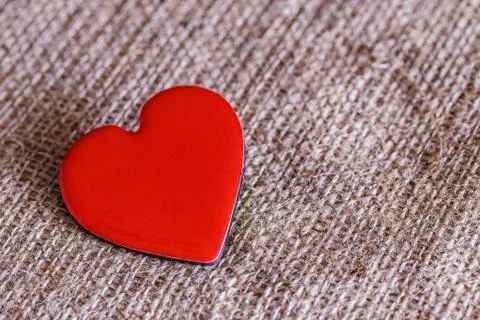 Red heart burlap Stock Photos