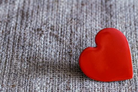 Red heart burlap Stock Photos