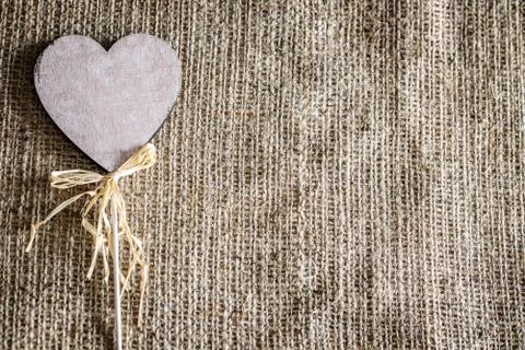 Red heart burlap Stock Photos