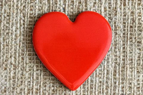Red heart burlap Stock Photos