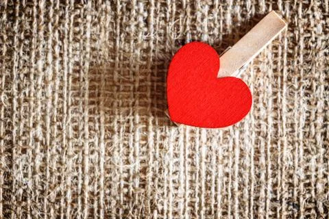 Red heart burlap Stock Photos