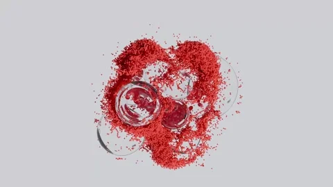 The red heart bursts into small balls in the animation. Stock Footage 302153948