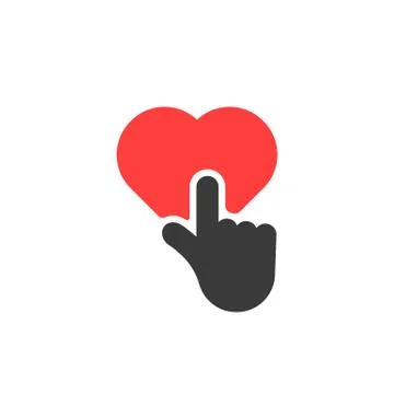 Red heart button like finger pressed Stock Illustration