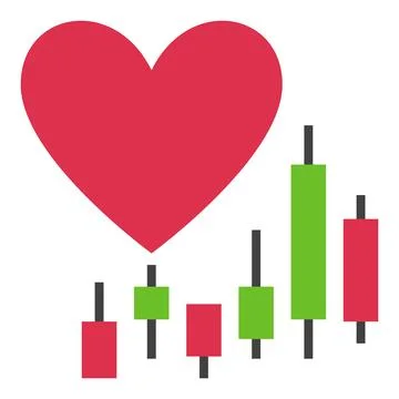 Red Heart with Candlestick Chart vector I Love Trading icon or logo element Stock Illustration