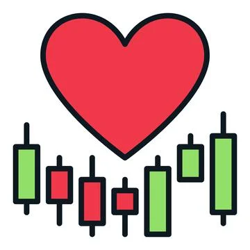 Red Heart with Candlestick Pattern vector I Love Trading colored icon or symb Illustrazione stock