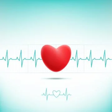 Red heart cardiogram Illustrazione stock