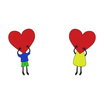 Red heart in cartoon shape vector illustration. Stock Illustration
