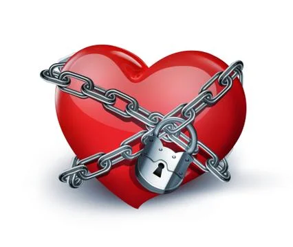 Red heart in chains Stock Illustration