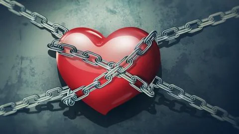 Red heart in chains Stock Illustration