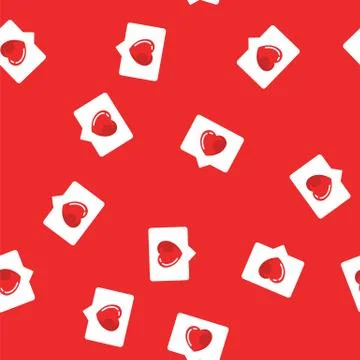 Red heart in chat bubble in mobile message and social network seamless pattern 스톡 일러스트