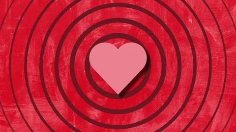 Red Heart with Circle Wave Stock Footage 260936312