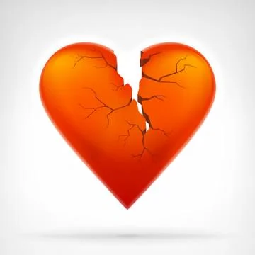 Red heart with cleft heart attack from top graphic design Stock Illustration