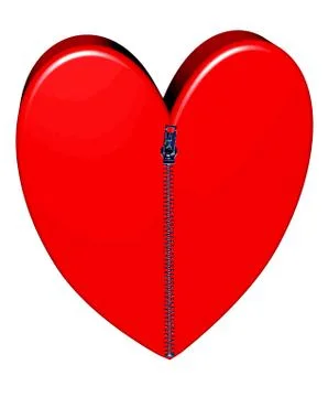 Red heart closed with pulled up zipper Stock Illustration