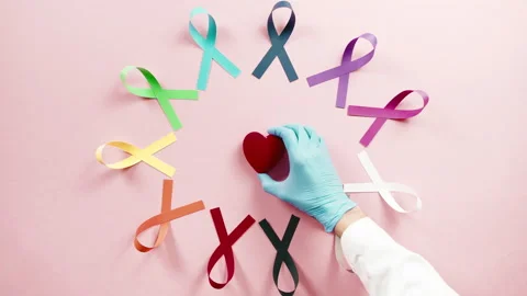 Red Heart With Colored Ribbons Stock Footage 231219533