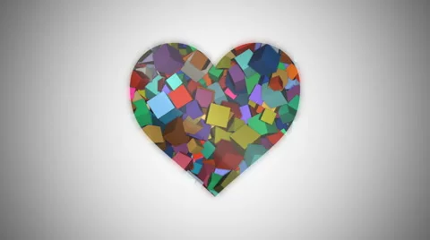 Red Heart with coloured cubes inside Stock Footage 58319610