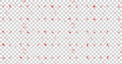 Red heart confetti falling on white background. Vibrant celebration paper shapes Stock Illustration