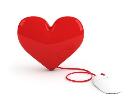 Red heart controled by computer mouse Stock Illustration