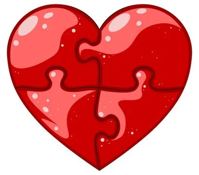 Red heart created from puzzles Stock Illustration