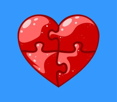 Red heart created from puzzles Illustrazione stock