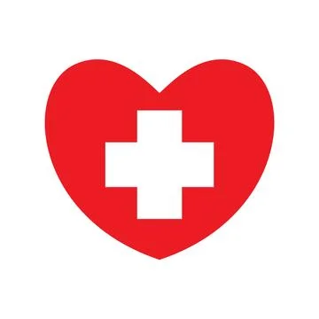 Red heart with a cross. Stock Illustration