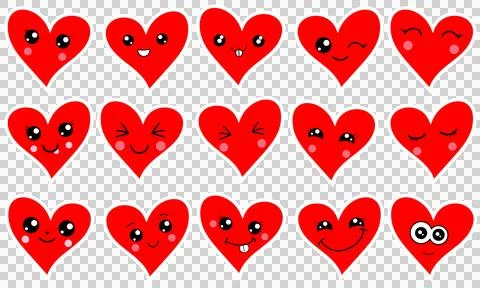 Red heart with cute face 스톡 일러스트