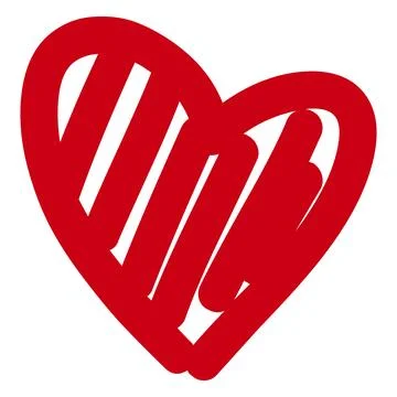 Red heart design filled with parallel lines symbol of love Stock Illustration