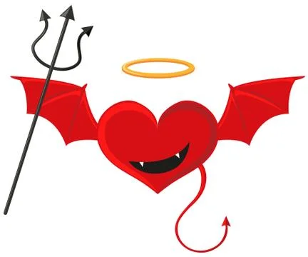 Red heart with devil wings Stock Illustration