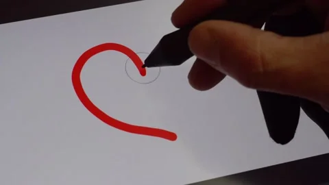 Red heart drawing with electronic pen 4K Video stock 170065713