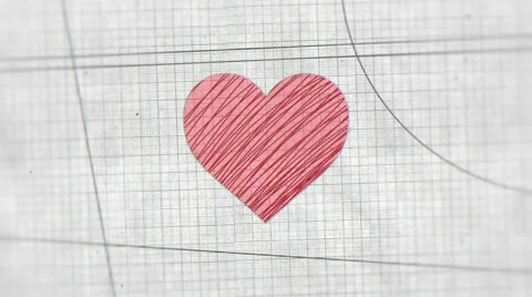 Red Heart drawn on a sketchbook squared Stock Footage 58401475