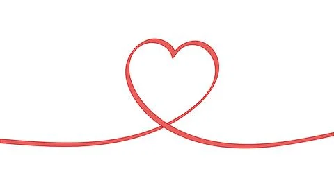 Red heart drawn thin pen, love wedding doodle, sketch valentine Stock Illustration