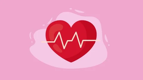 Red heart with electrocardiogram pulse animation on pink background healthc.. Stock Footage 333897190