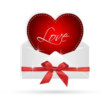 Red heart in envelope gift Stock Illustration