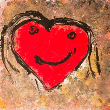 Red heart with face Foto stock