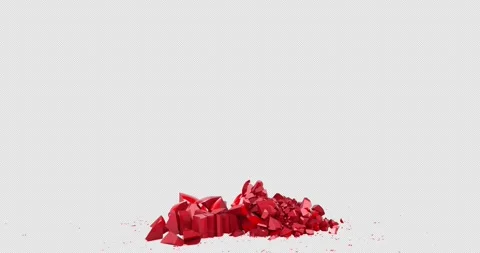 Red Heart falling and breaking on pieces, 3D animation Stock Footage 281453388