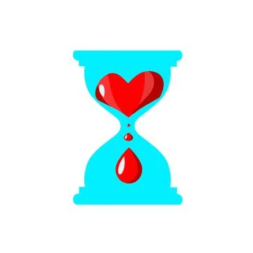 Red heart flow in hourglass flat design vector for valentines day save the heart Stock Illustration