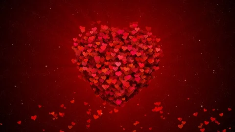 Red heart flying, Romantic background for wedding, Valentine's Day, Mother's Stock Footage 122308207