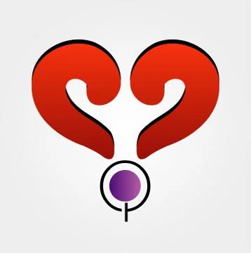 Red heart formed by 2 question marks  Stock Illustration