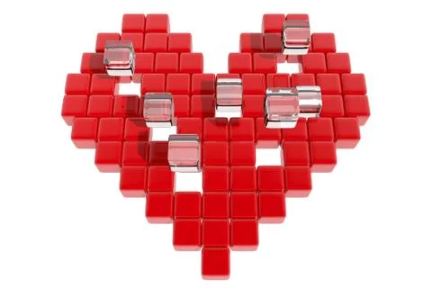 Red heart formed with cubes Stock Illustration