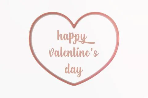 Red heart frame 3D representation. written happy valentine's day Stock Photos