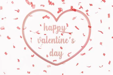 Red heart frame 3D representation. written happy valentine's day Stock Photos