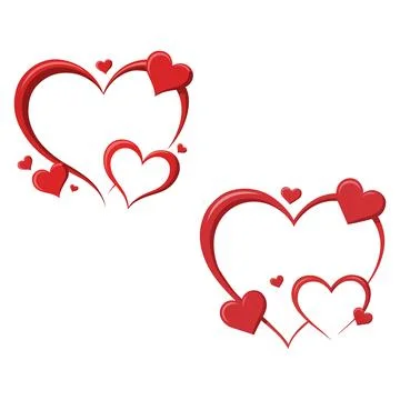Red Heart Frame Set with Love Symbols Stock Illustration