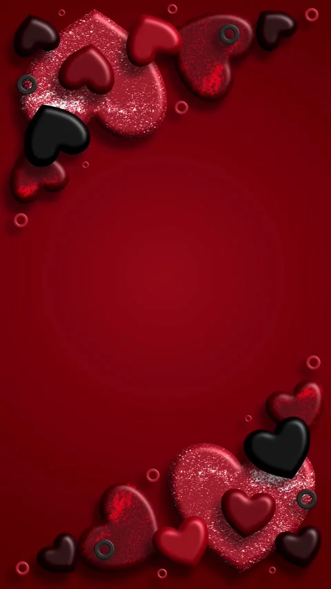 Red heart frame valentines background with glossy romantic elements Stock Footage 326313295