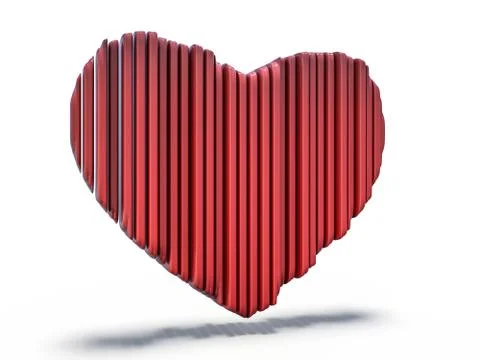 Red heart gemstone on isolated background. 3D Stock Illustration