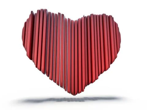 Red heart gemstone on isolated background. 3D Stock Illustration