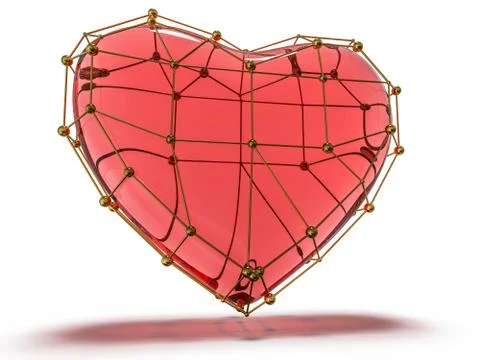 Red heart gemstone on isolated background. 3D Stock Illustration