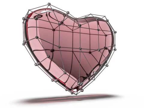 Red heart gemstone on isolated background. 3D Stock Illustration