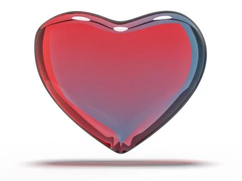 Red heart gemstone on isolated background. 3D Stock Illustration