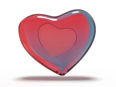Red heart gemstone on isolated background. 3D Stock Illustration