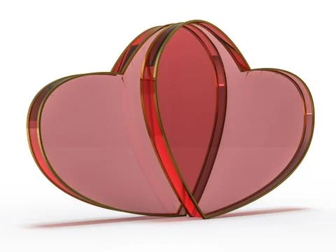 Red heart gemstone on isolated background. 3D Stock Illustration