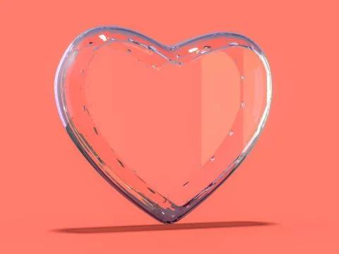 Red heart gemstone on isolated background. 3D Illustrazione stock